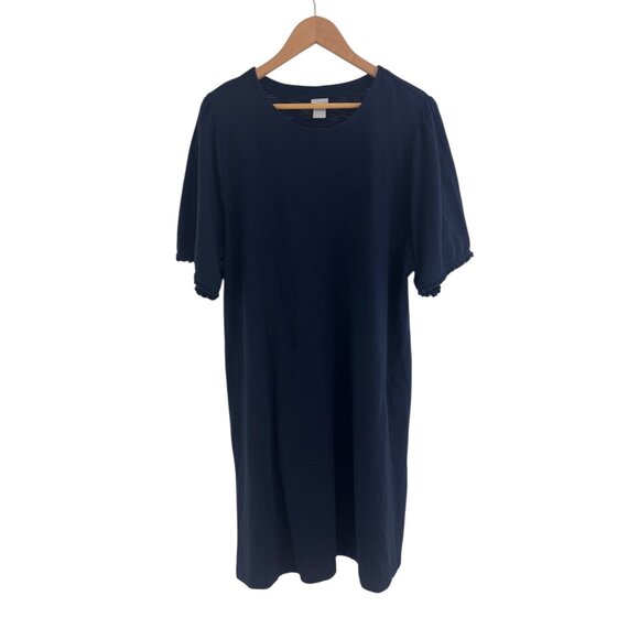 Chico's Size 3 = 16/18 1X Navy Blue T-Shirt Dress Cotton-Blend Shift w/Pockets - Picture 11 of 11
